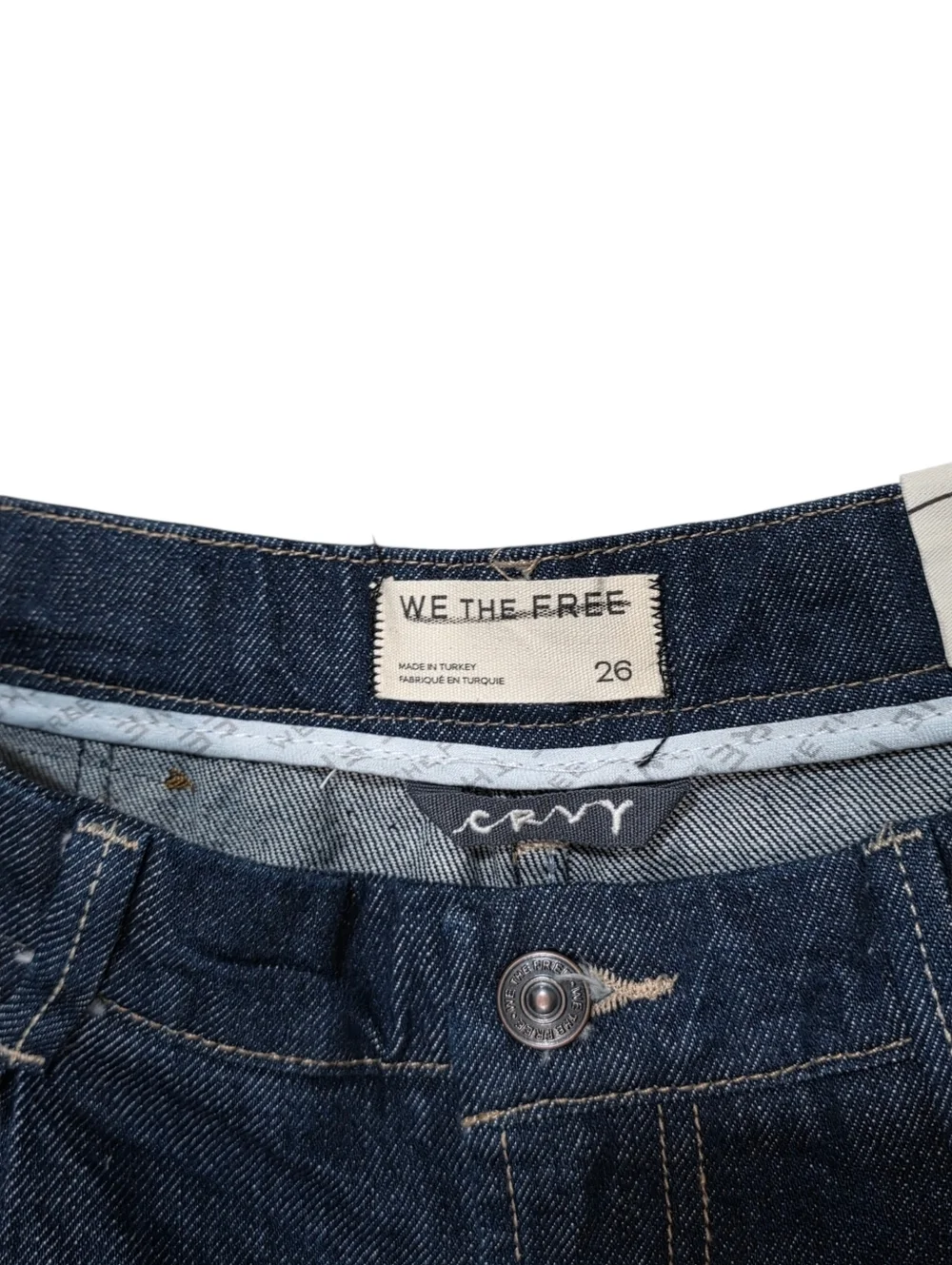 We The Free Antonia Crop Dark Denim Shorts CRVY Trending Baggy Jort Style NWT 26